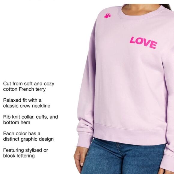 NWT Wildfox Crewneck Dogs Love Me Sweatshirt Pink Size L - Picture 5 of 9